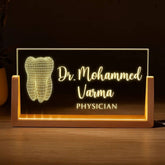 Custom LED Acrylic Doctor Name Plate with Wooden Base